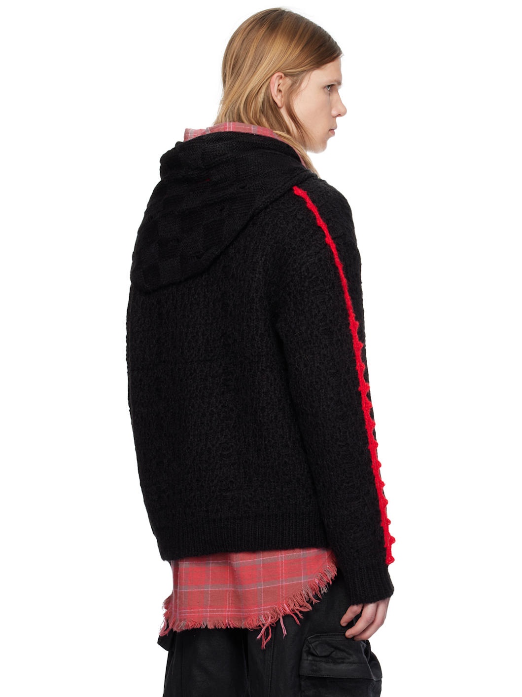Black Arelin Shawl Layered Sweater - 3
