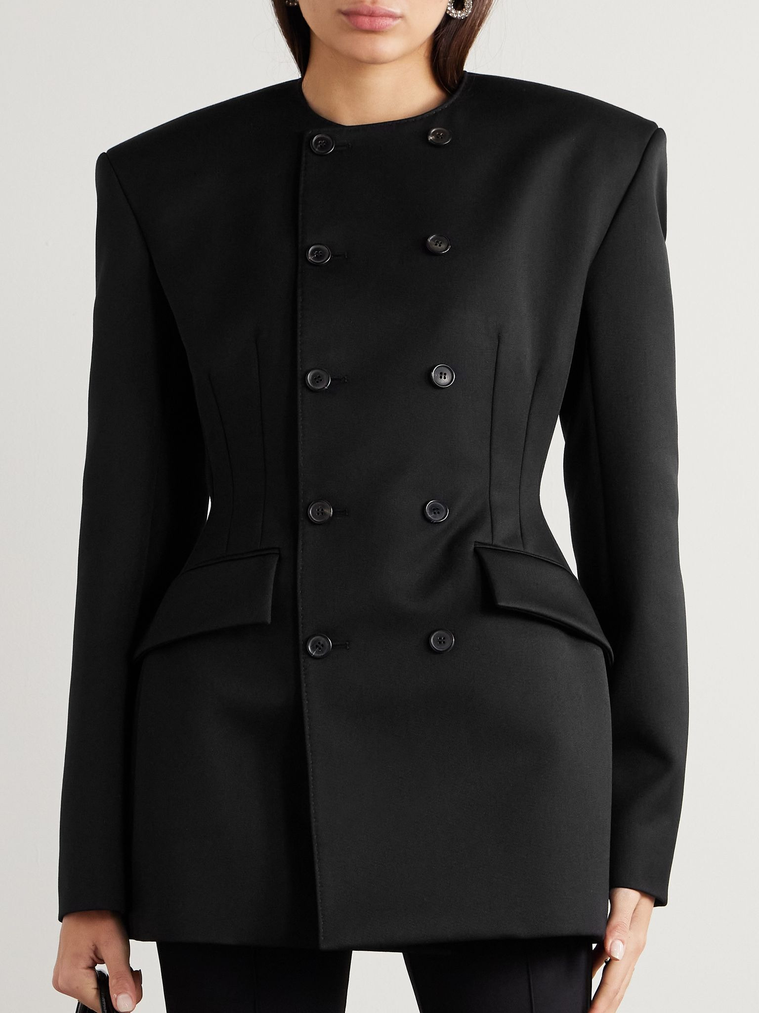 + RHW double-breasted twill mini dress Black - 3