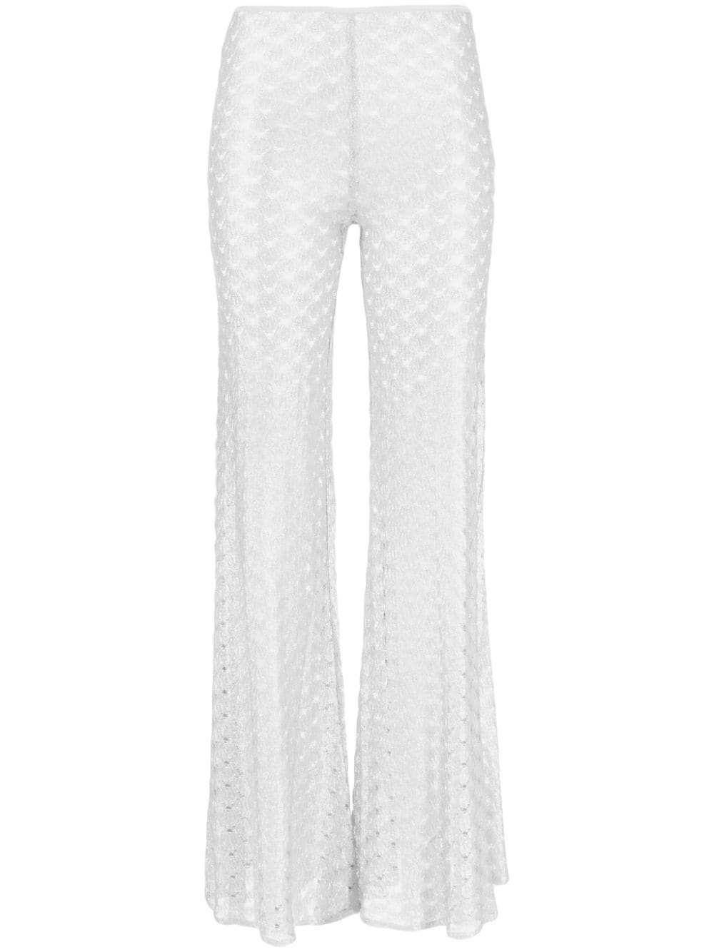 Zigzag-woven mesh flared trousers - 1