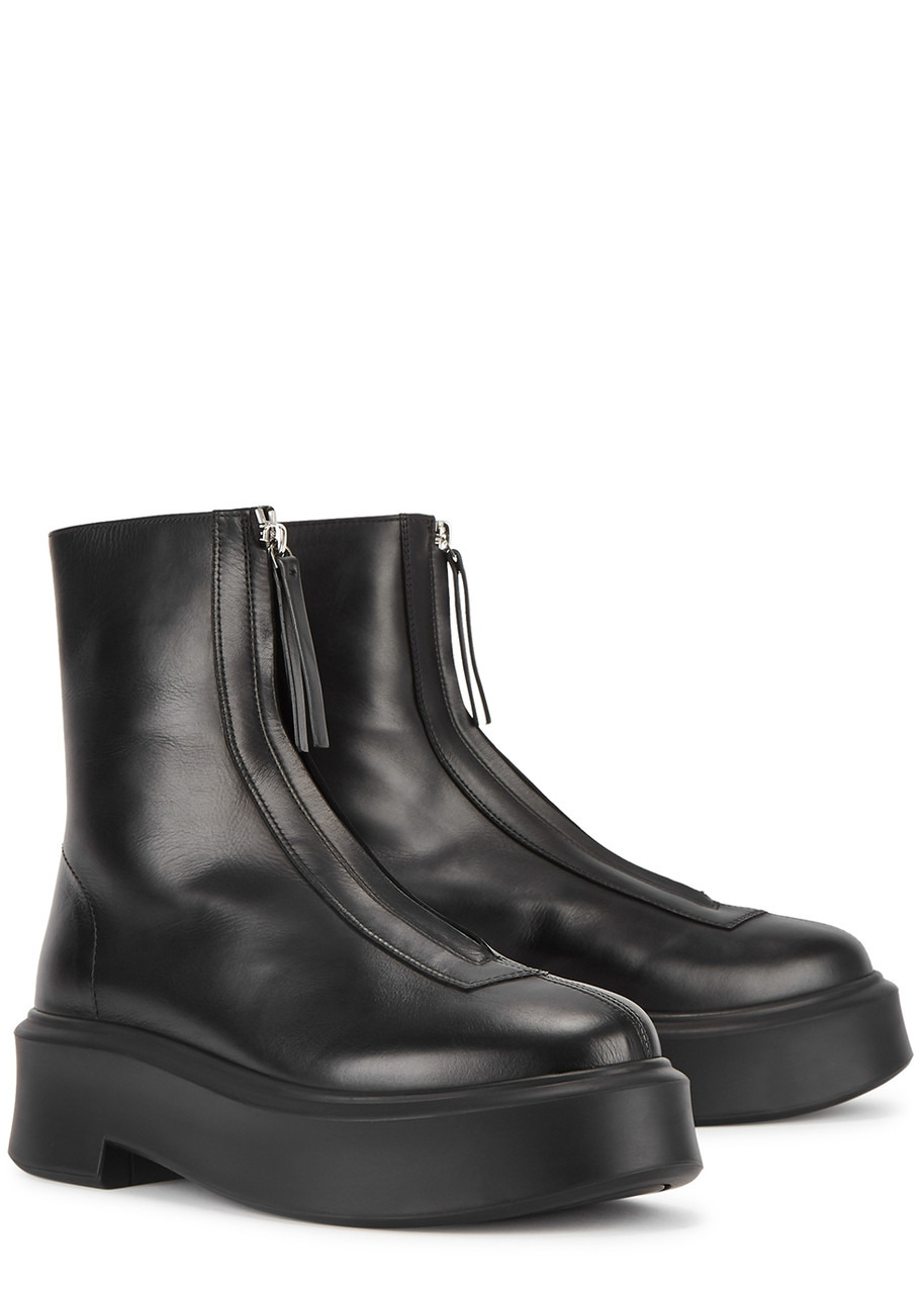 Zipped 1 leather flatform ankle boots - 2