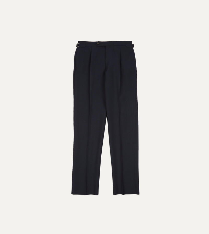 Darky Navy Fresco® Wool Single Pleat Trouser - 1