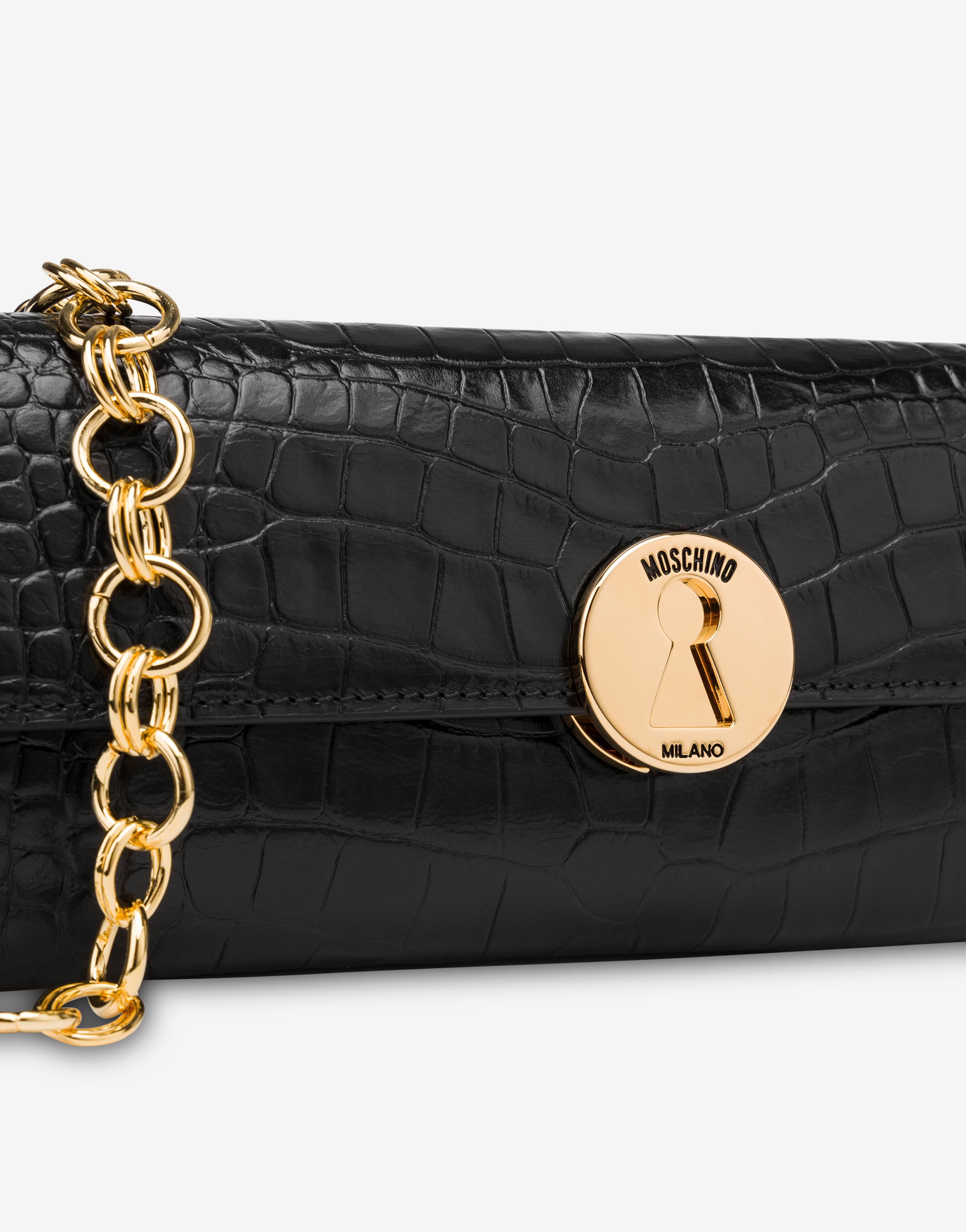 METAL CLOSURE CROCODILE-PRINT MAXI CLUTCH - 4