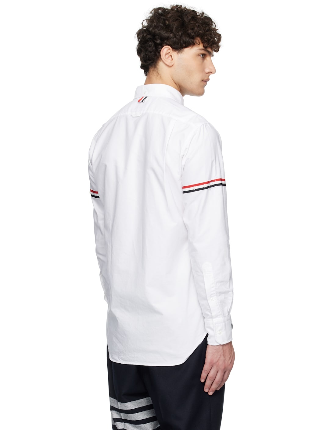 White Striped Grosgrain Armband Classic Shirt - 3