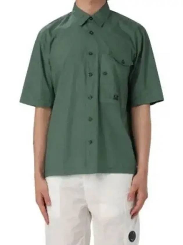 Cotton Popeline Short Sleeve Shirt Green - 2