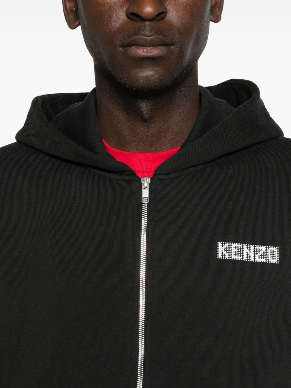 logo-embroidered zip-up hoodie - 5