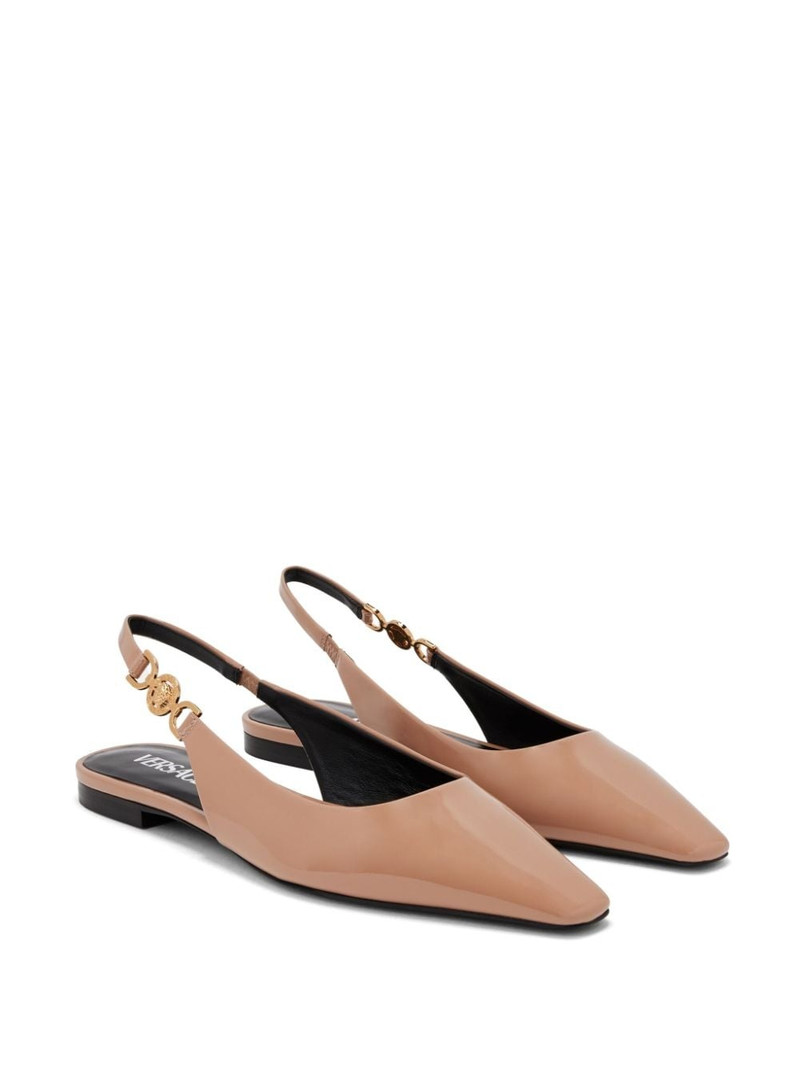 VERSACE Medusa-plaque slingback ballerina shoes outlook