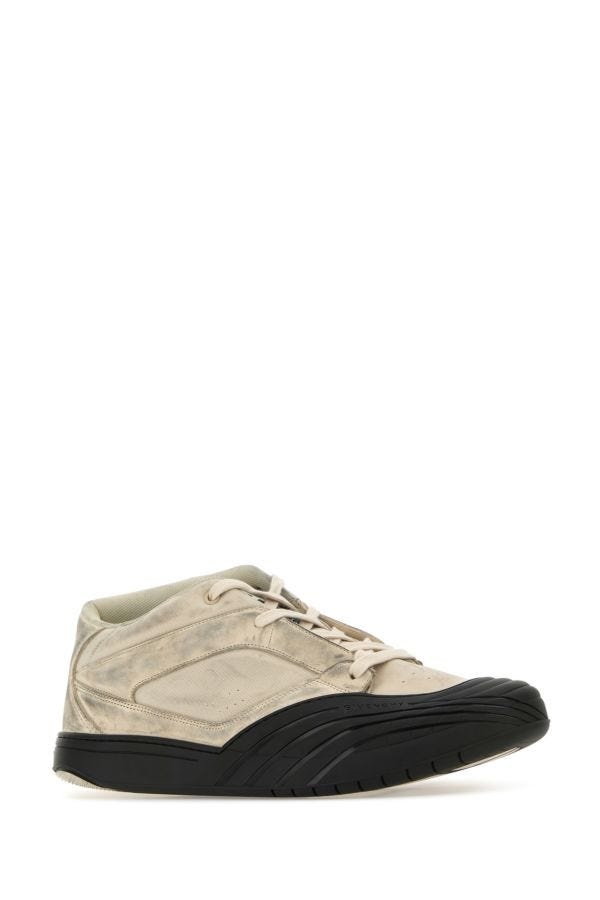 Sand fabric and leather sneakers - 2