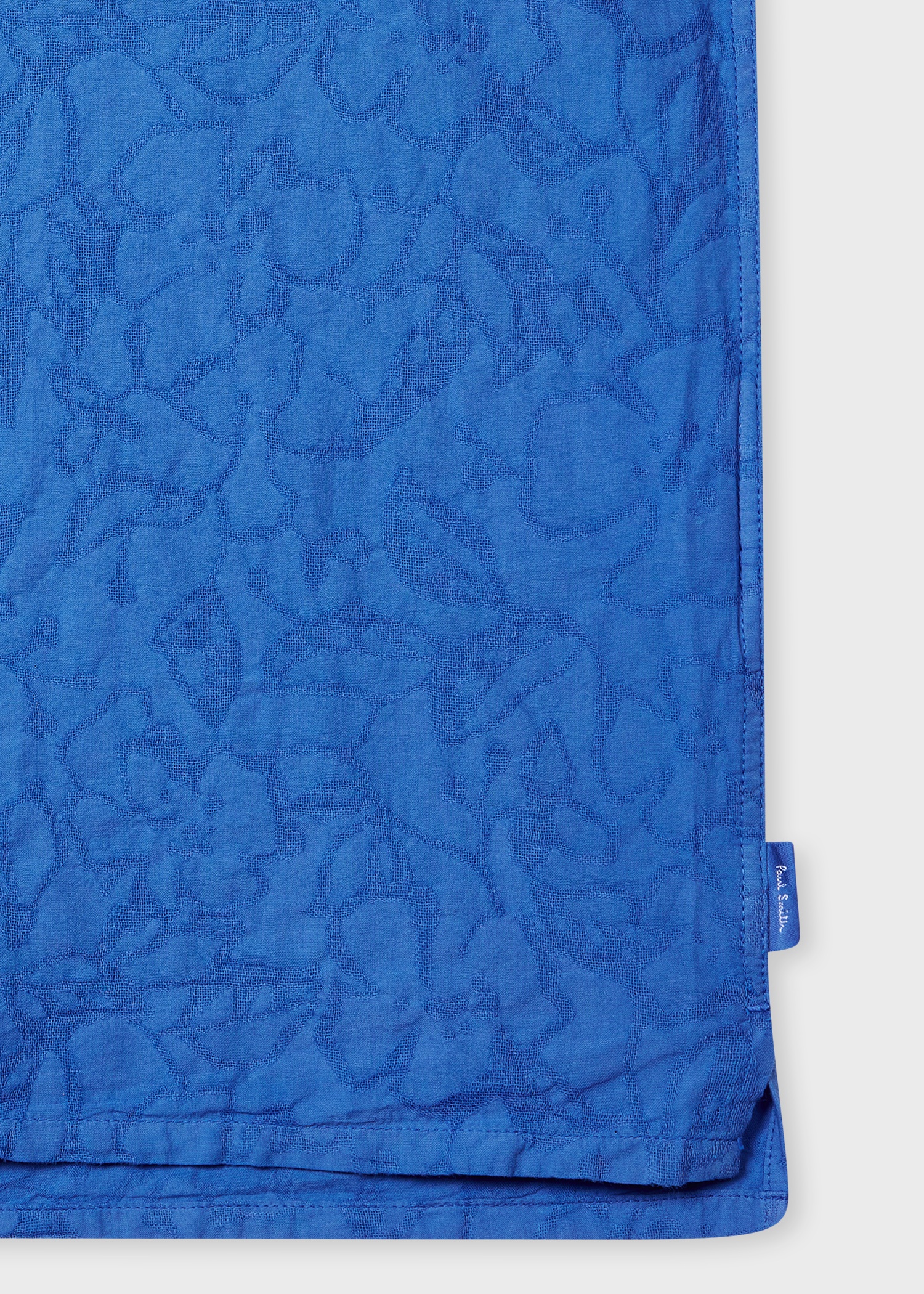 Mid Blue Cotton Textured-Jacquard Short-Sleeve Shirt - 4
