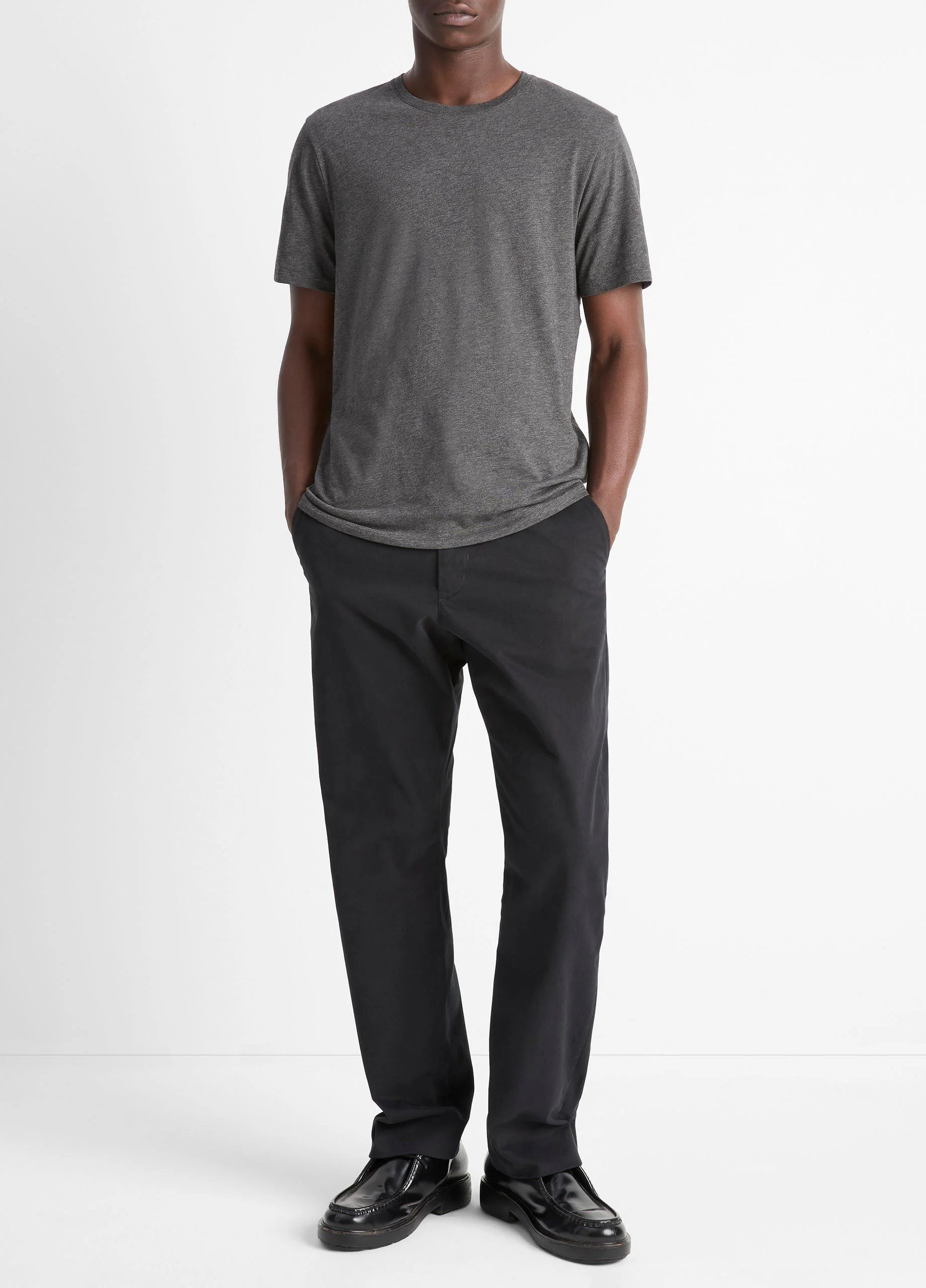 Men's Short-Sleeve Pima Crewneck Jersey 티셔츠, 블랙 - 1