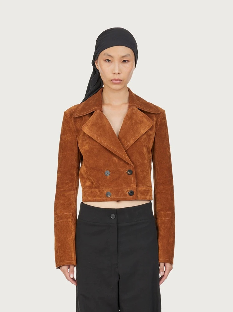 FERRAGAMO SUEDE CROPPED JACKET outlook