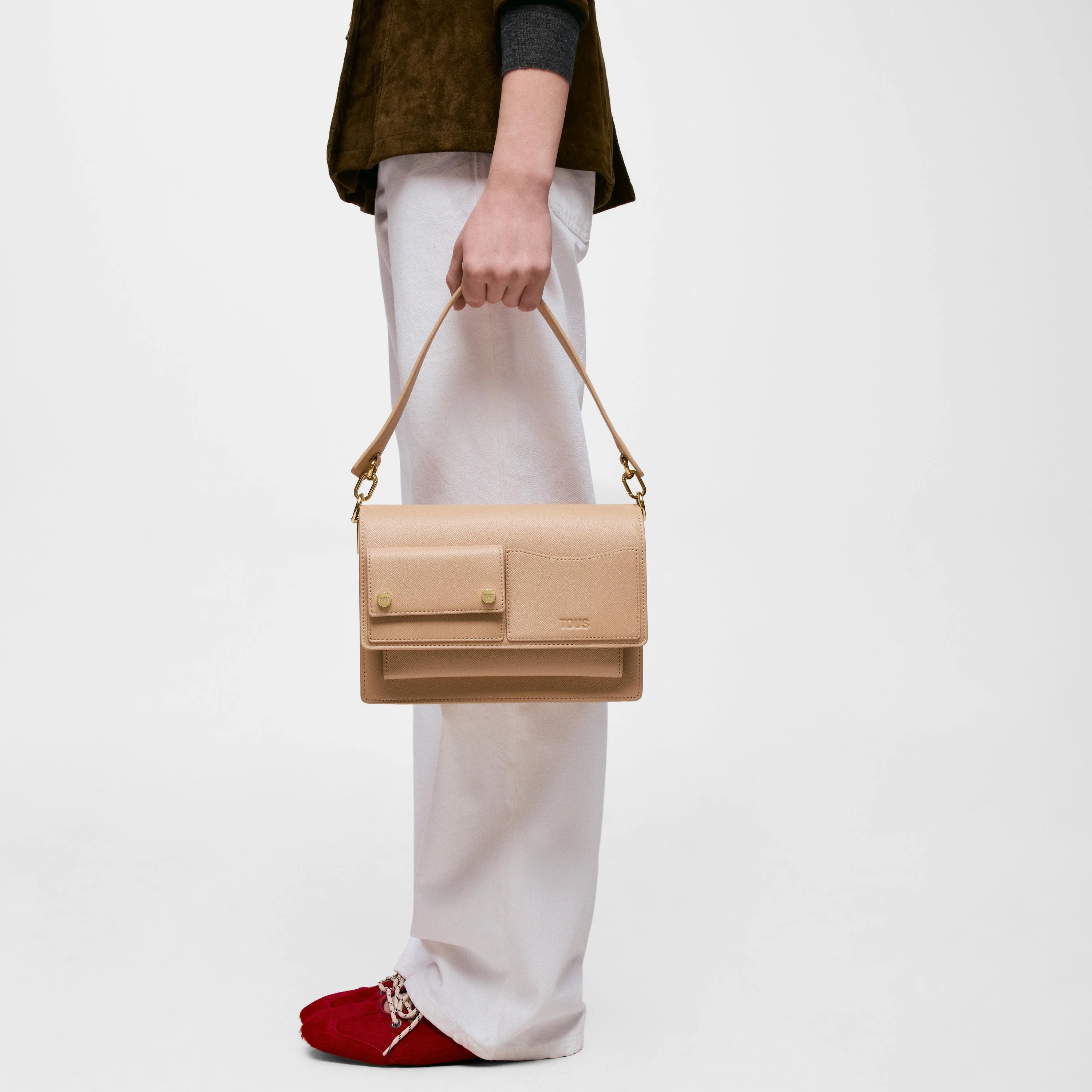 Medium sand-colored Crossbody bag TOUS Audree Pockets - 1