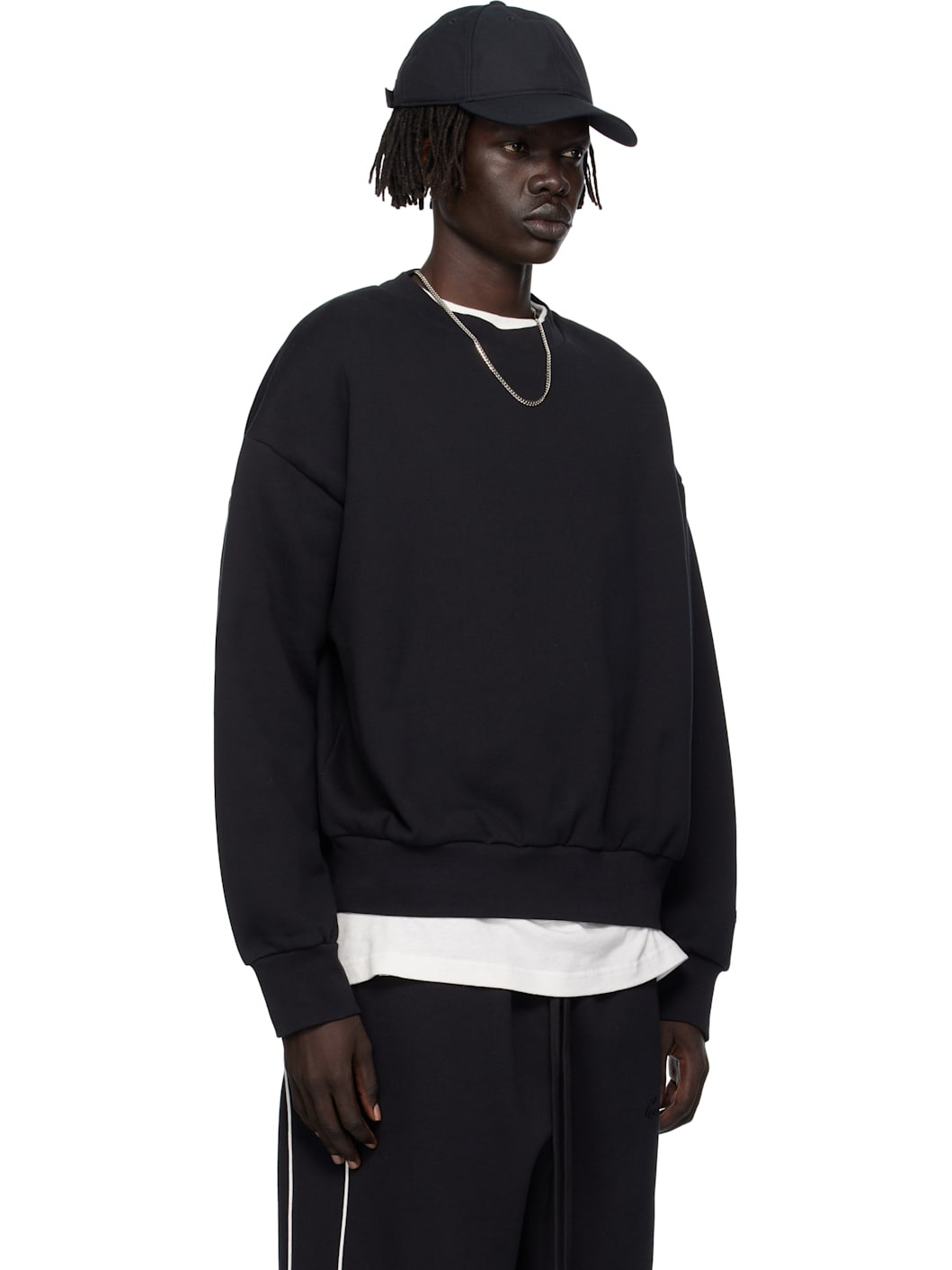 Black Classic Fit Fleece Crewneck Sweatshirt - 2