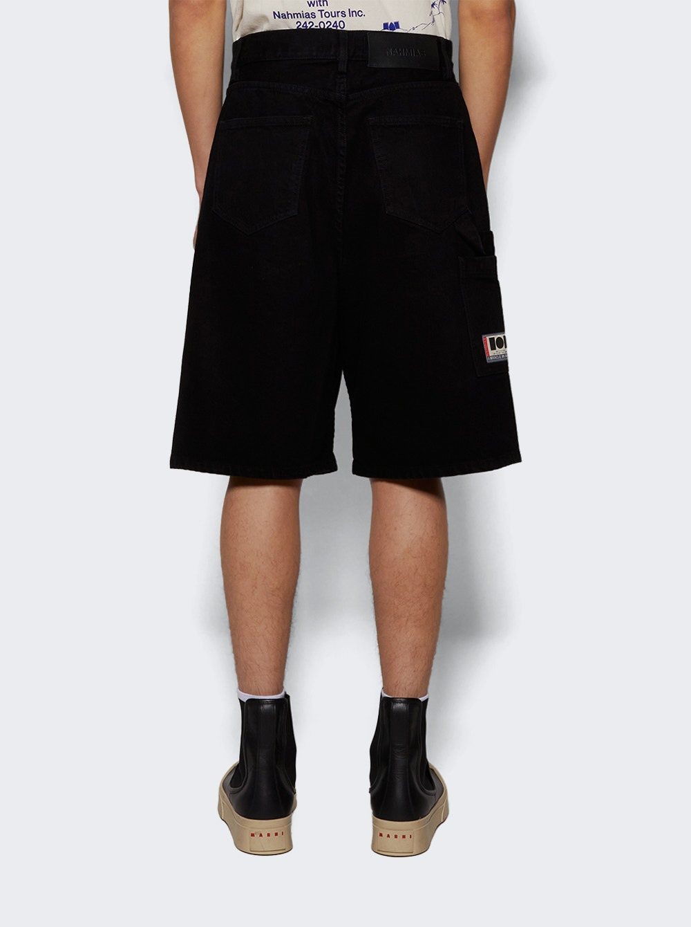 Denim Baggy Carpenter Shorts Black - 4