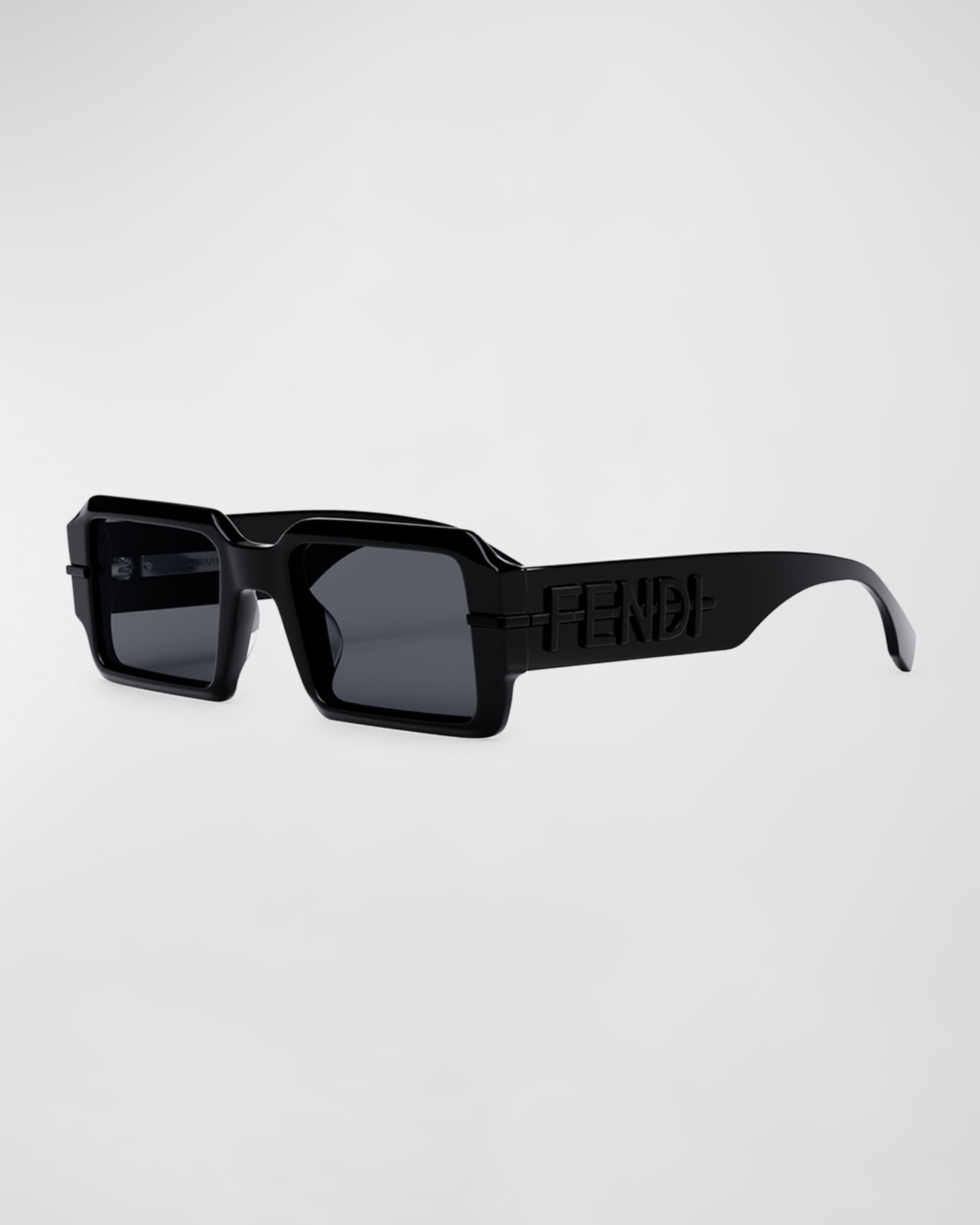 Men's Raised Logo Rectangle Sunglasses - 1