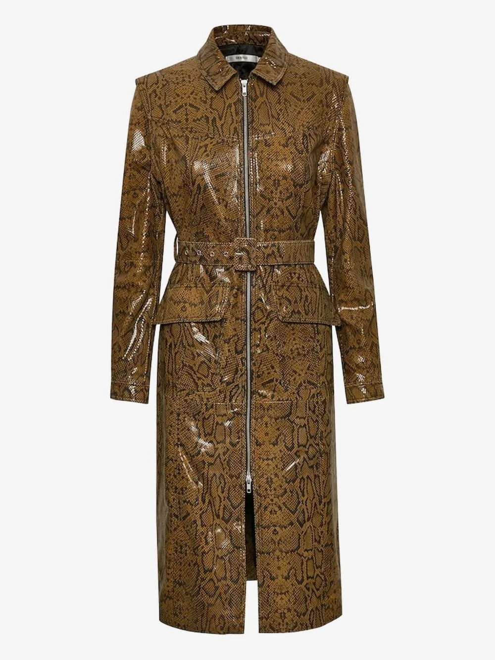 Colette snakeskin-print belted midi dress - 1