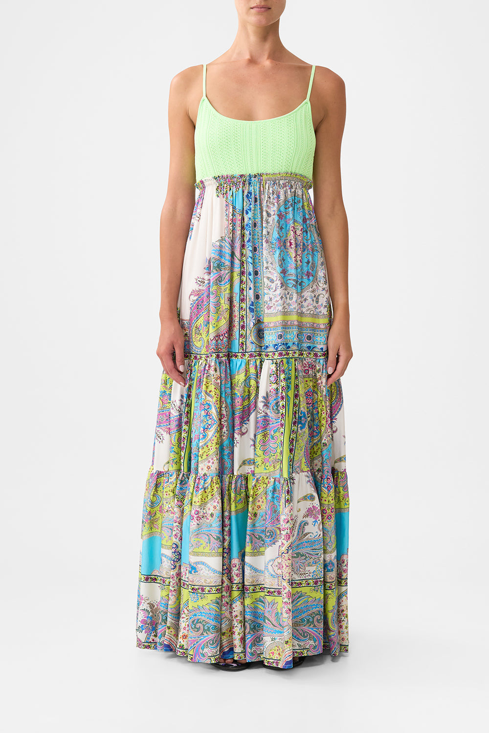 LONG DRESS WITH KNIT FRONT BODICE - 2