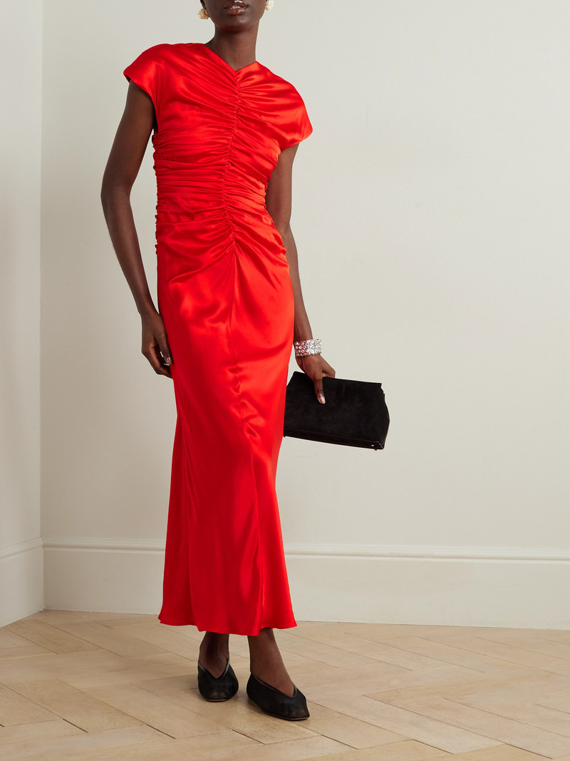 TOVE Aubree Ruched Silk-satin Maxi Dress outlook