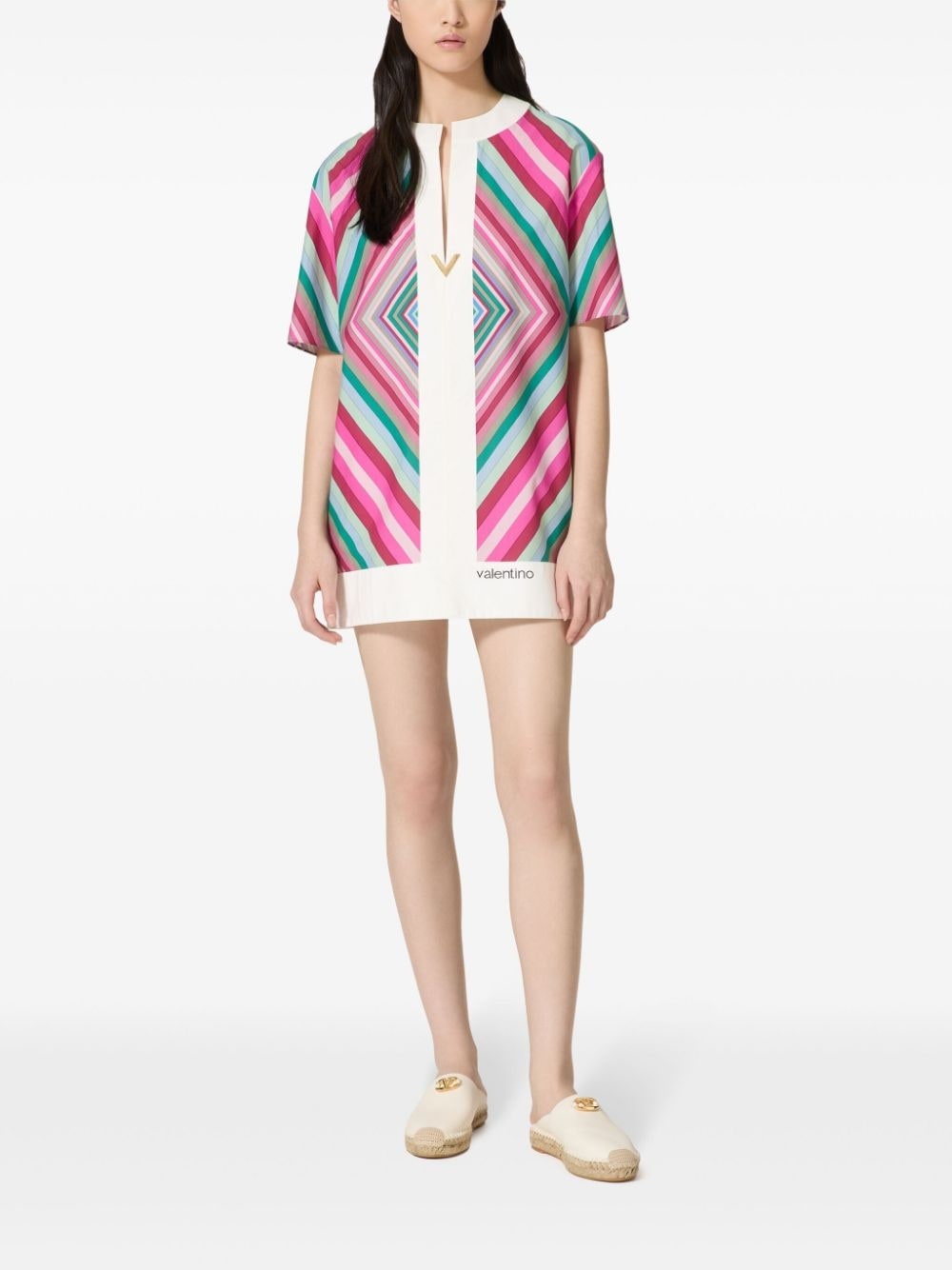 V-plaque geometric-print minidress - 3