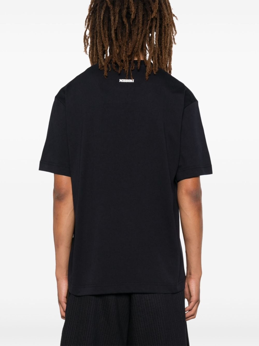 zig zag embroidered cotton T-shirt - 3
