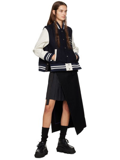 sacai Navy & Off-White Vented Bomber Jacket outlook