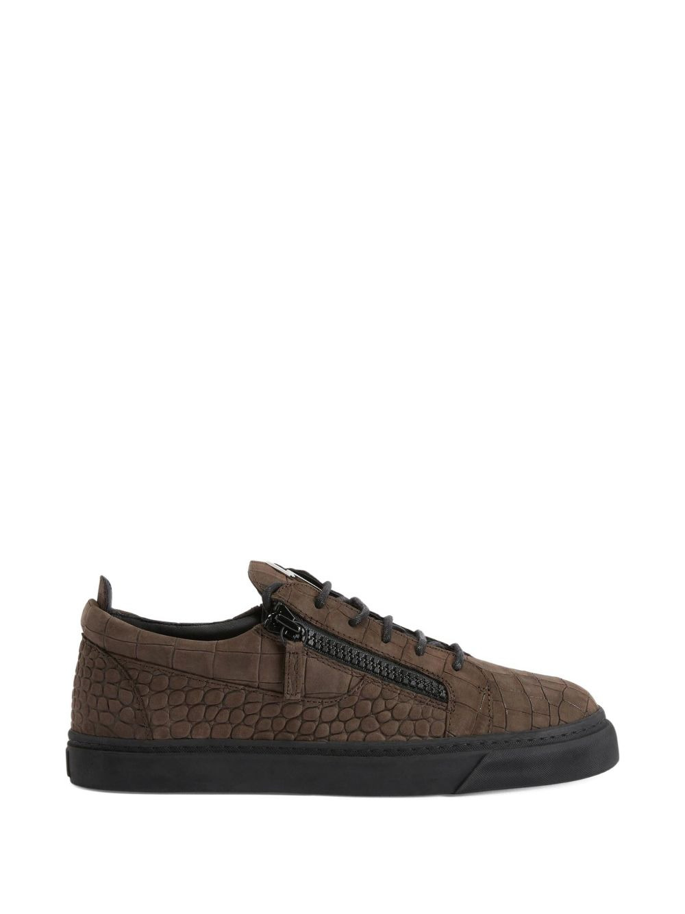 Frankie crocodile-effect zip sneakers - 5