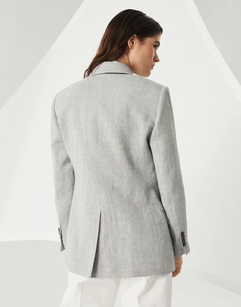 Brunello Cucinelli Linen sparkling canvas blazer with monili outlook