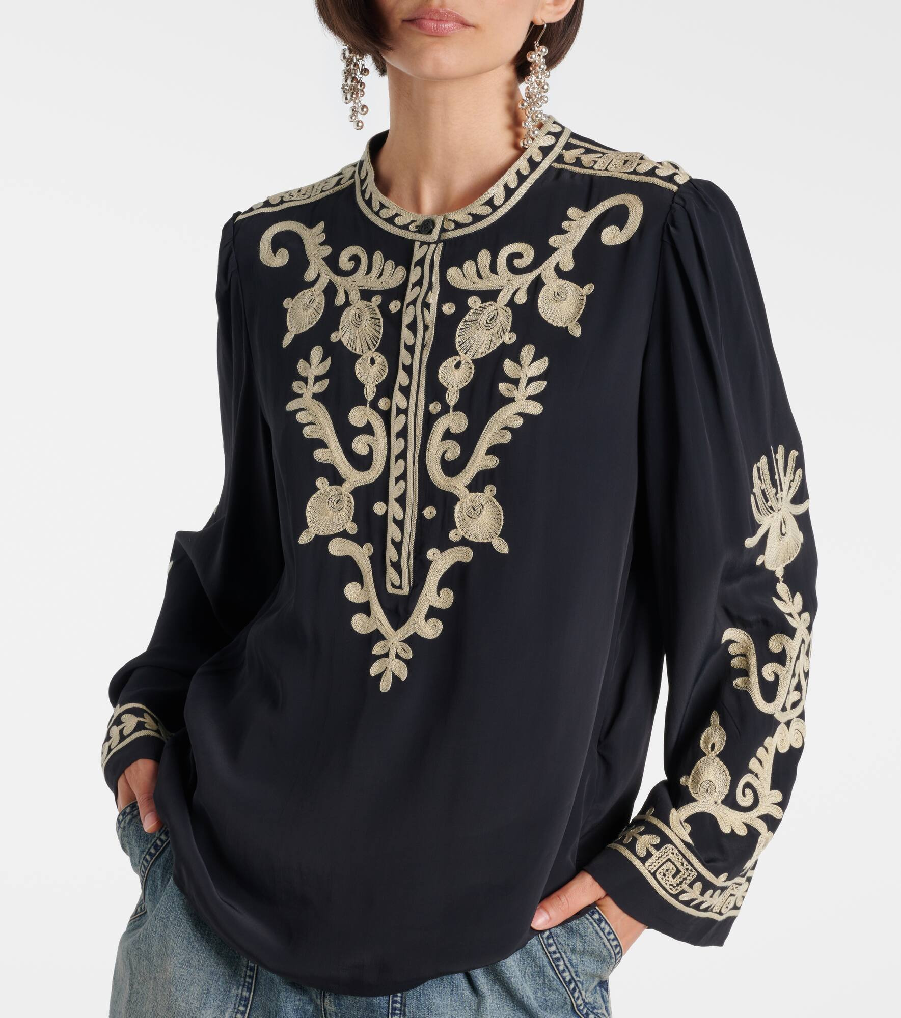 Falonne embroidered crêpe blouse - 6