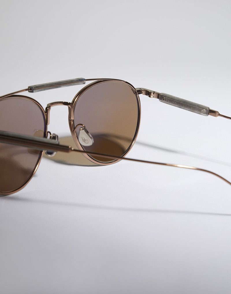 Brunello Cucinelli Round titanium sunglasses outlook