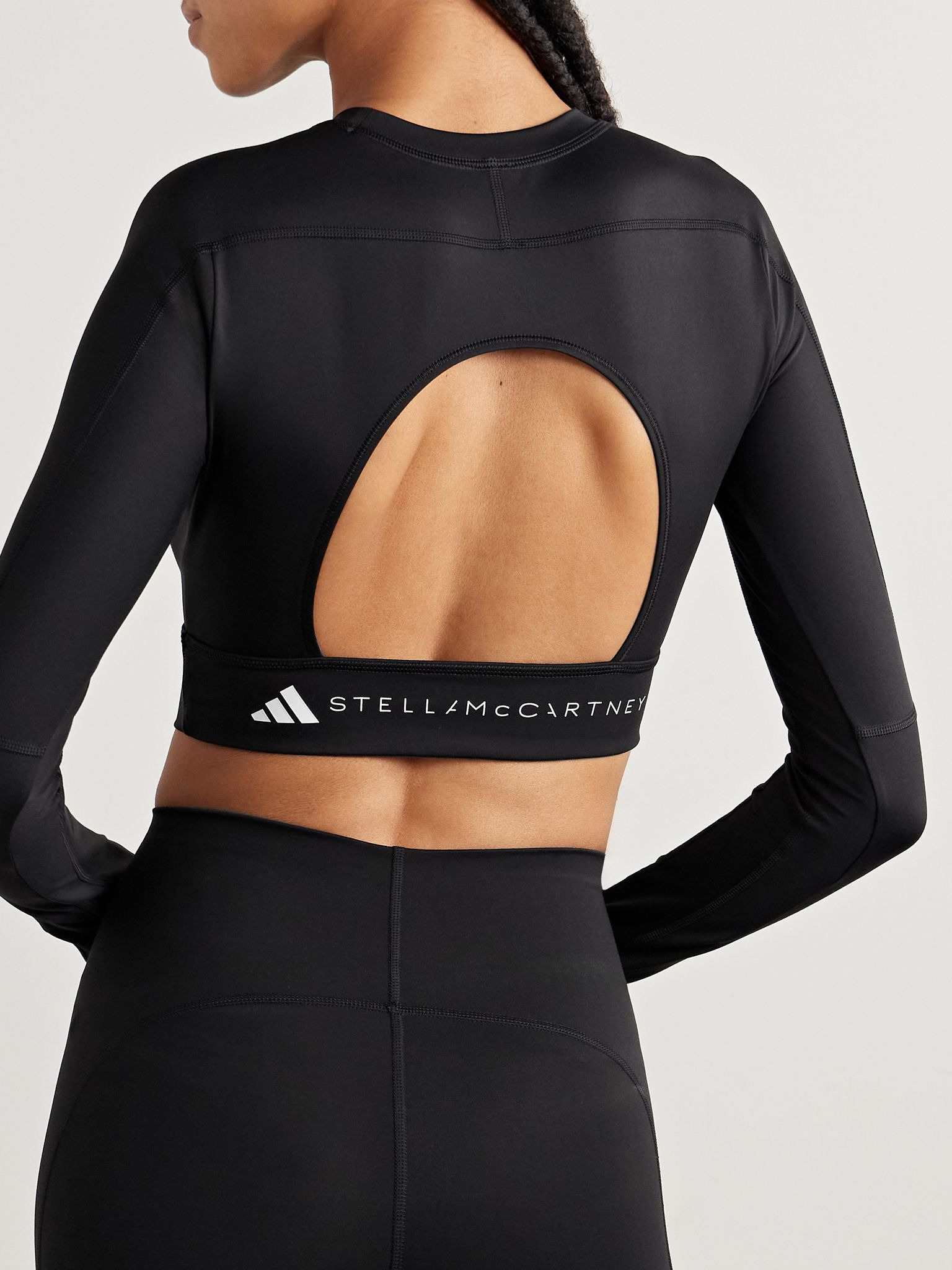 TrueStrength cutout cropped printed top Black - 3