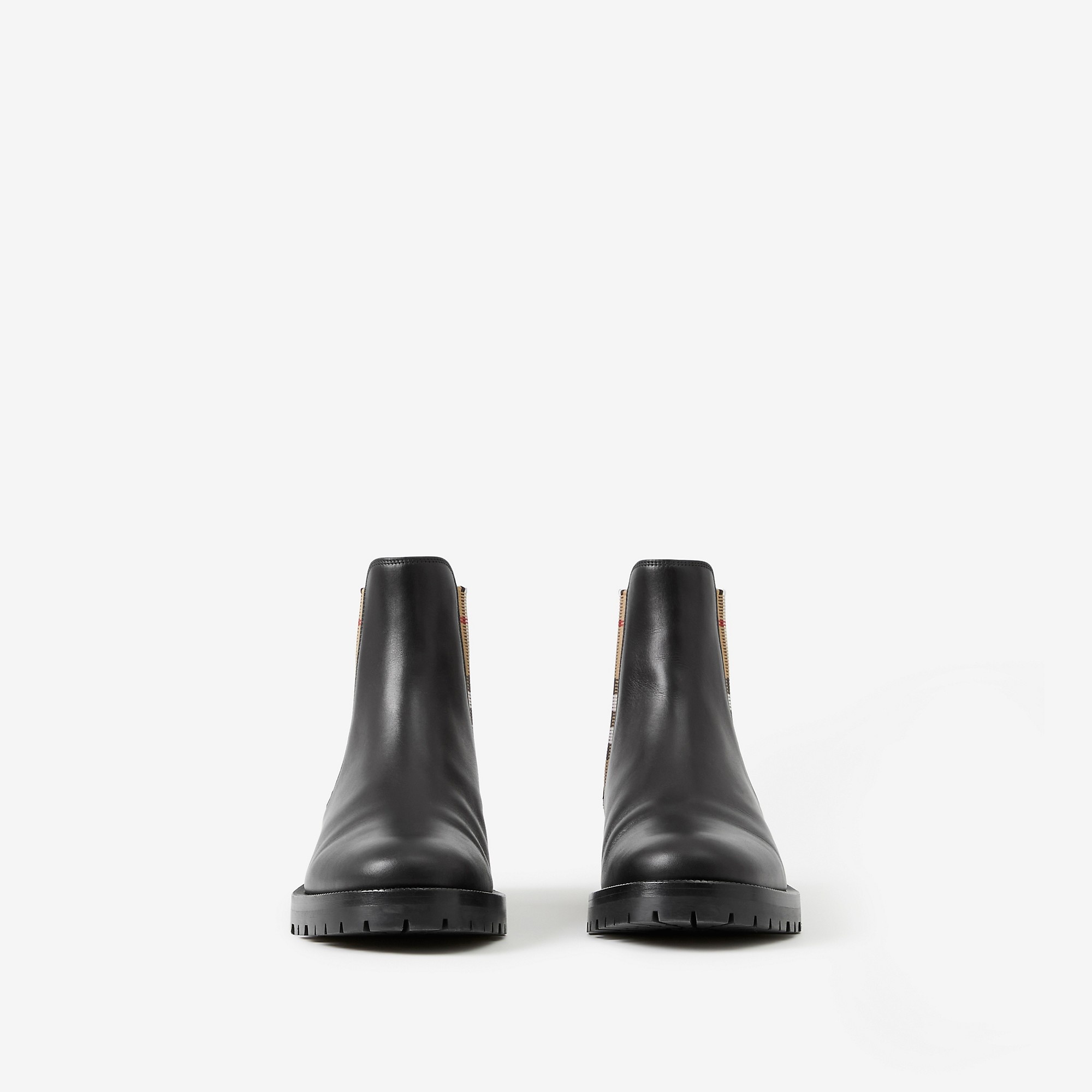 Vintage Check Detail Leather Chelsea Boots - 4
