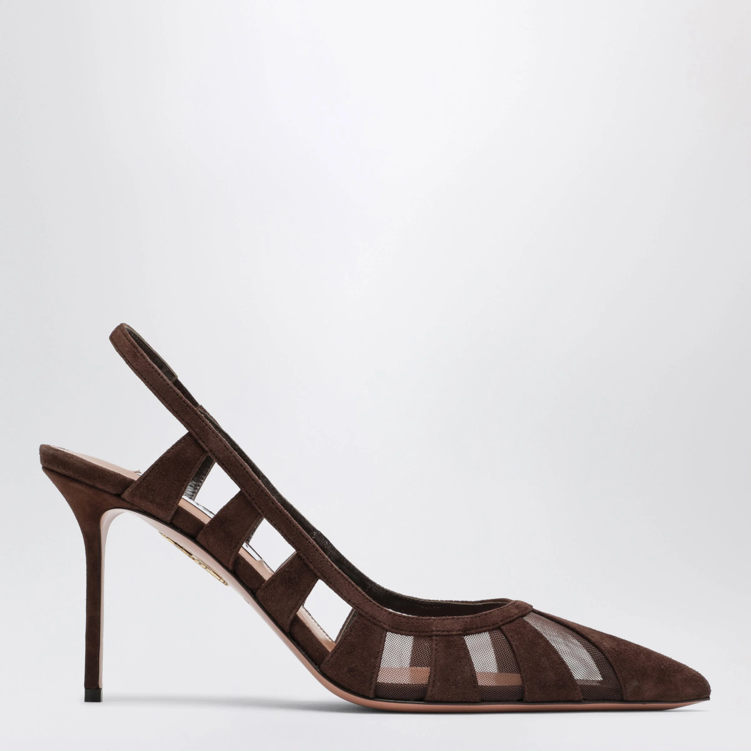 Screen Slingback Pumps in Espresso Suede - 1