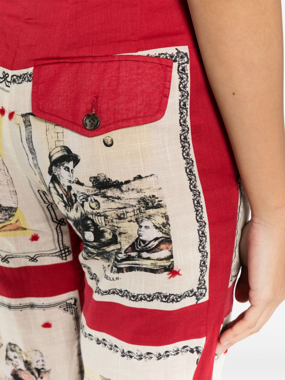 graphic-print cotton high-waisted trousers - 5