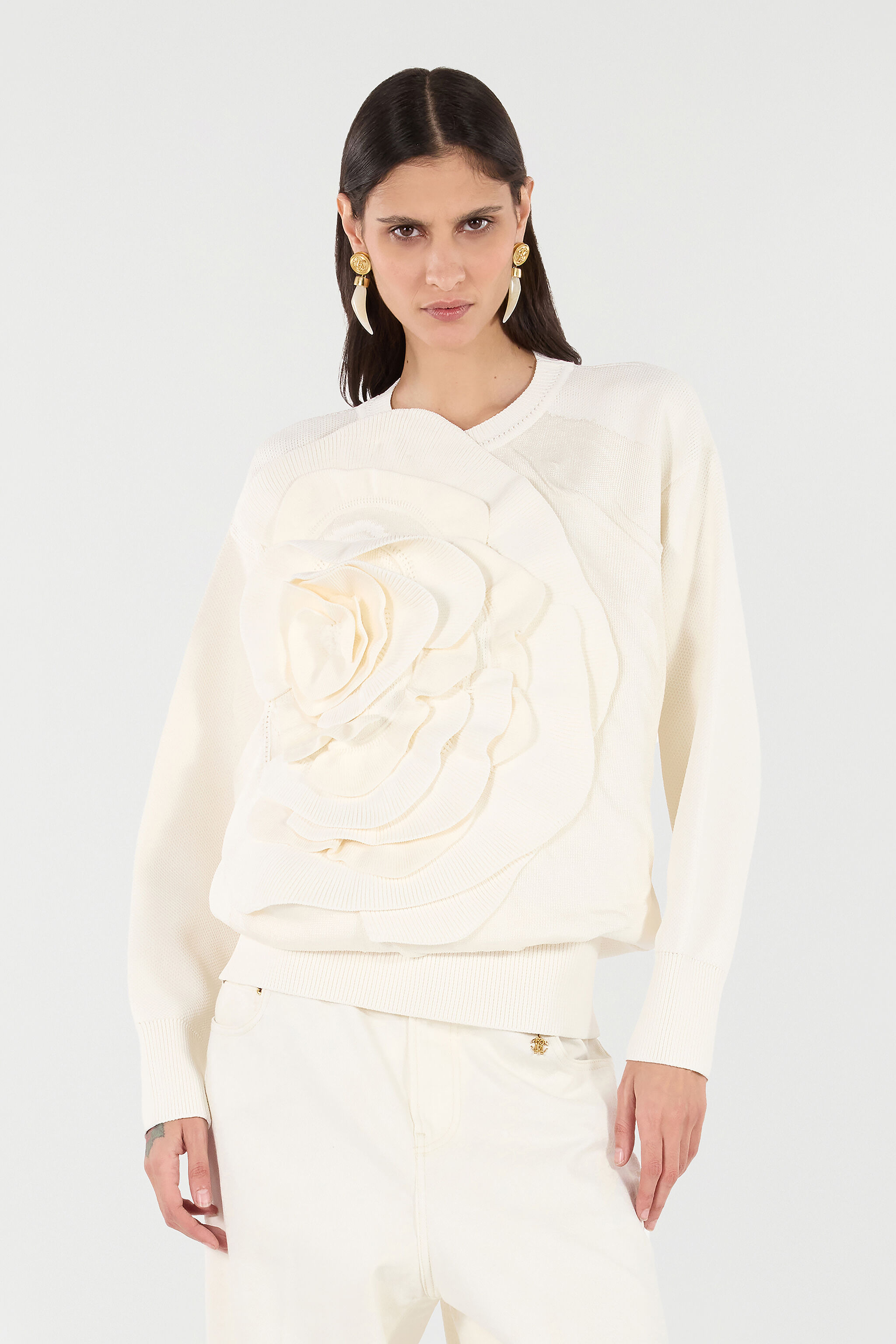 Sweater With Maxi-Rose - 3