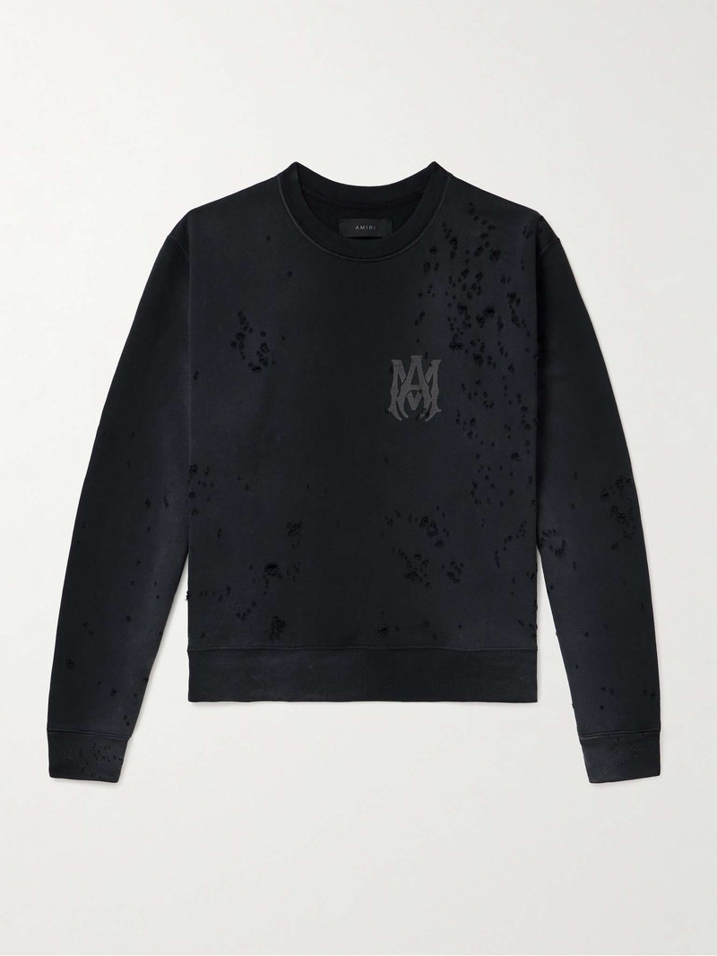Shotgun Logo-Print Distressed Cotton-Jersey Sweatshirt - 1