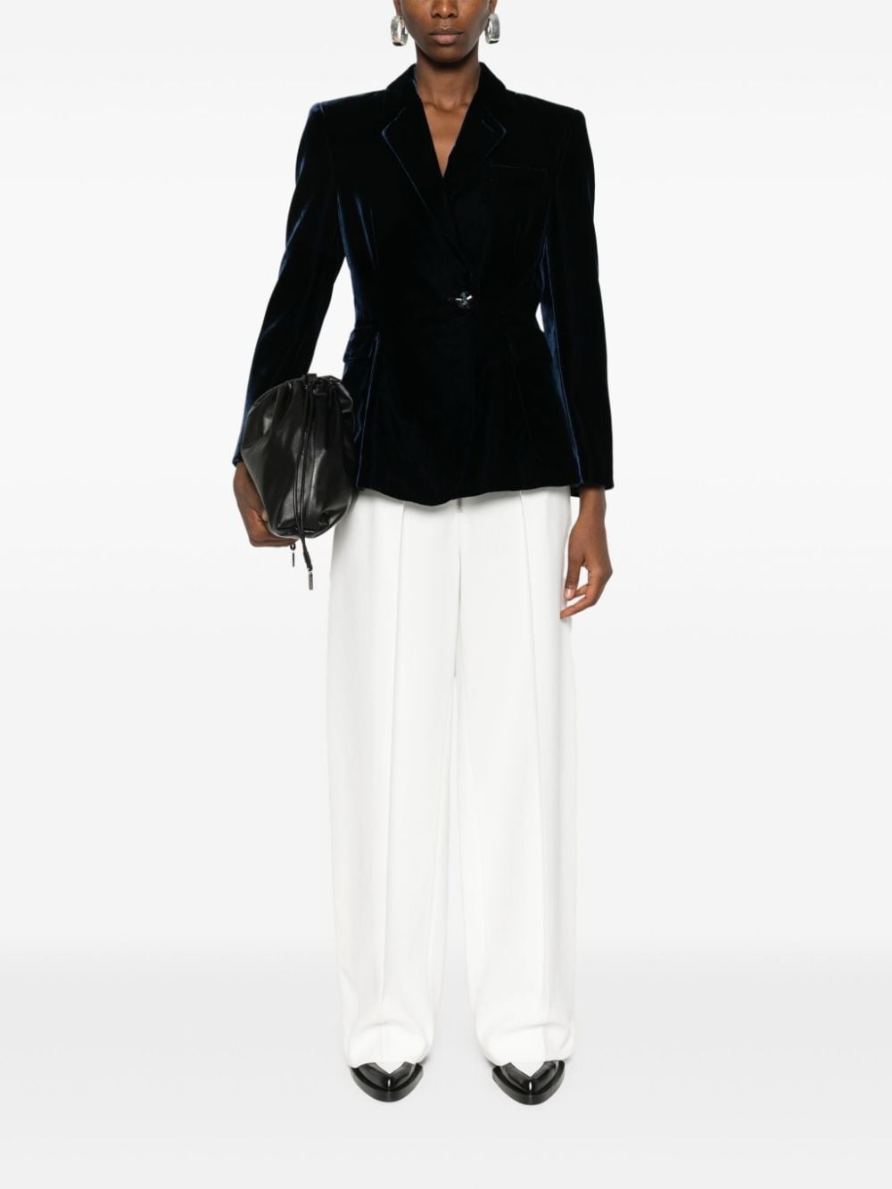 single-breasted velvet blazer - 2