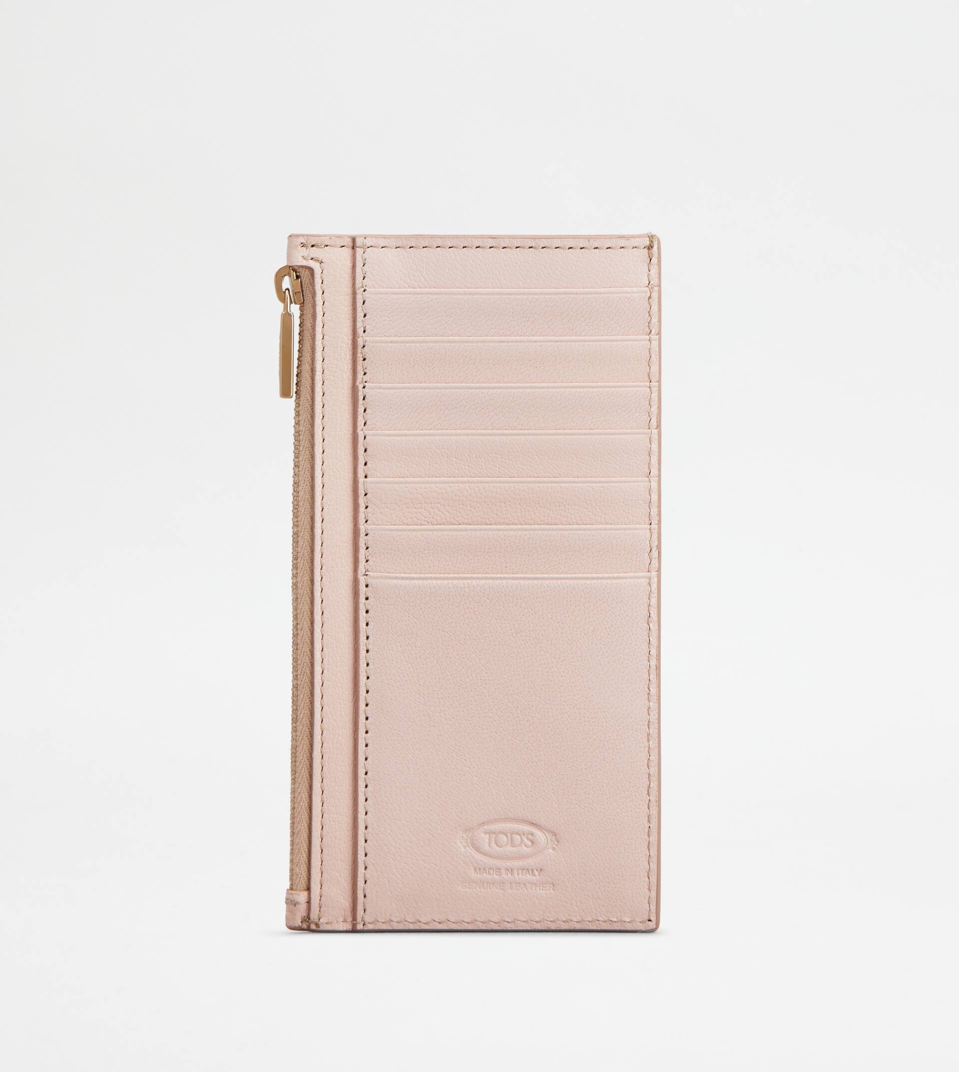 T TIMELESS CARD HOLDER IN LEATHER - PINK - 2
