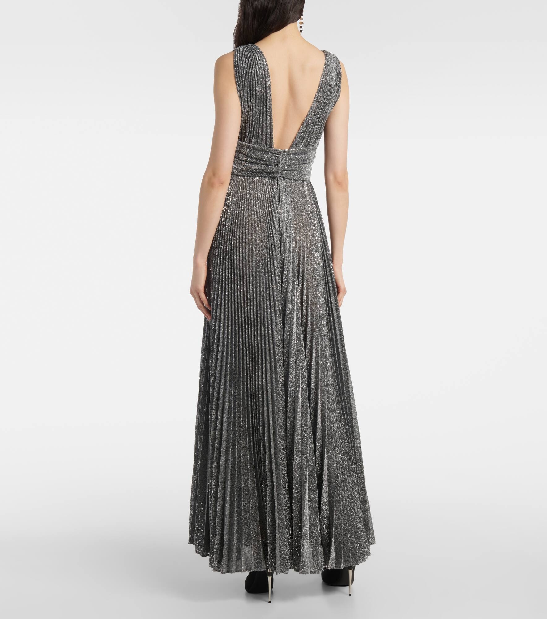 Metallic plissé cocktail dress - 3