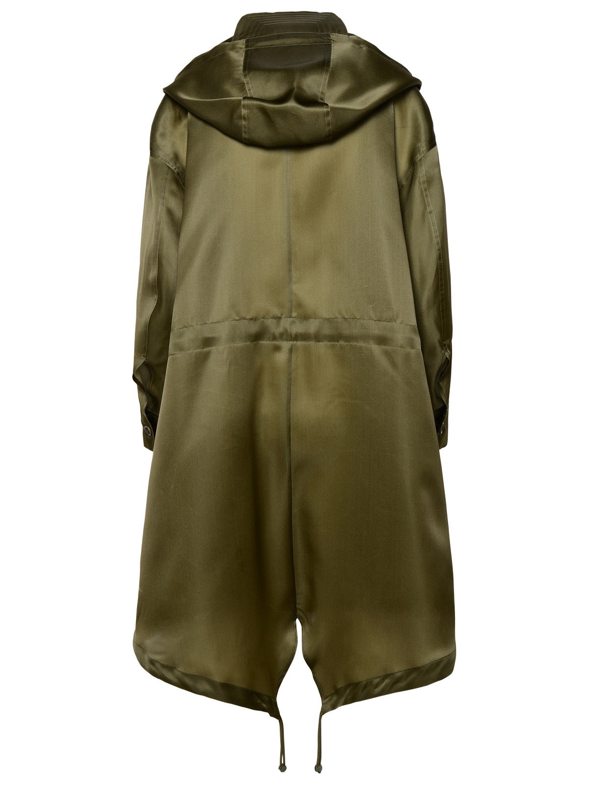 Max Mara Donna 'Tambuto' Khaki Green Silk Parka - 3