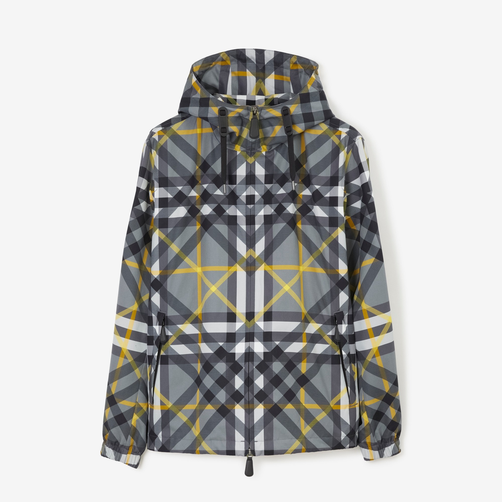 Layered Check Gabardine Hooded Jacket - 1