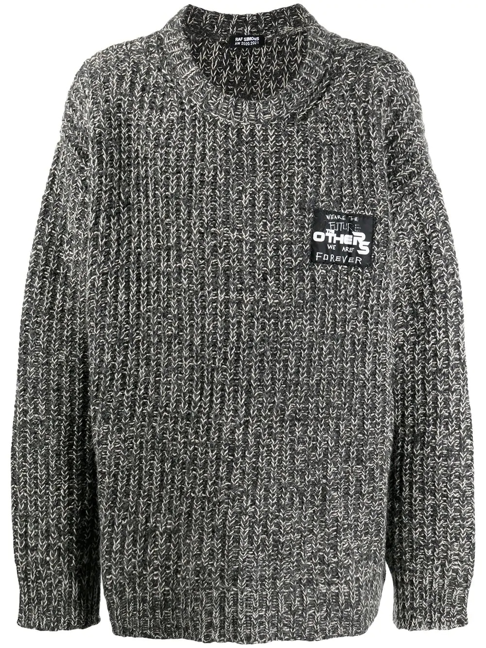 slogan-patch ribbed jumper - 1