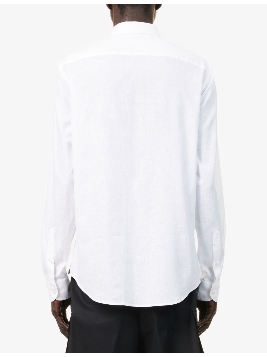 Brand-Embroidery Curved-Hem Linen And Cotton Shirt - 4