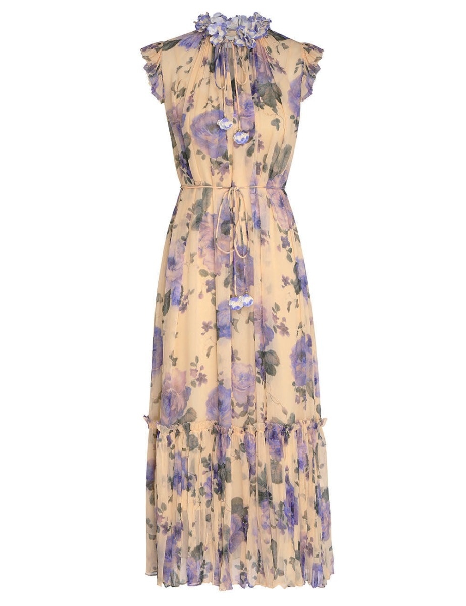 ZIMMERMANN Lyrical floral-print silk midi dress - Purple