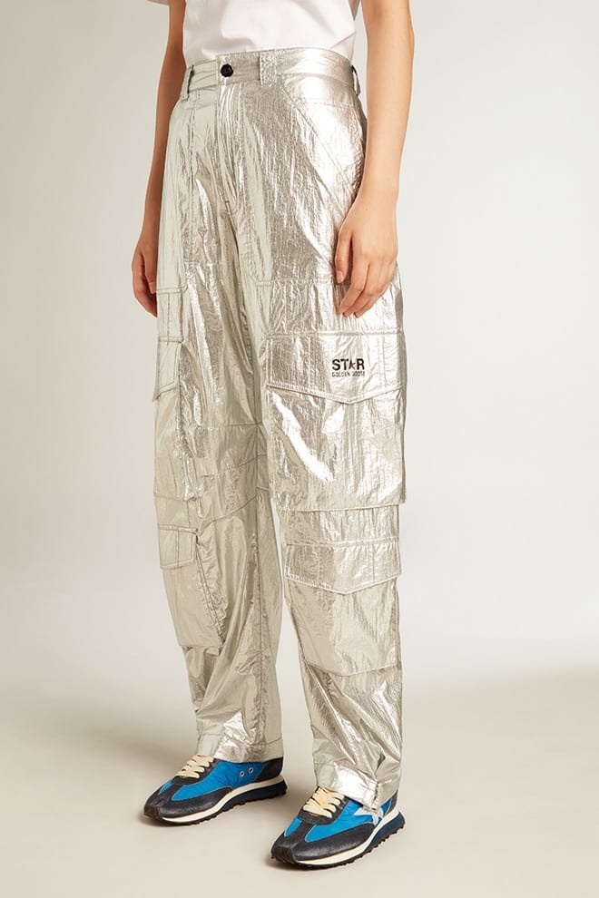 Cargo pants in silver technical fabric - 2