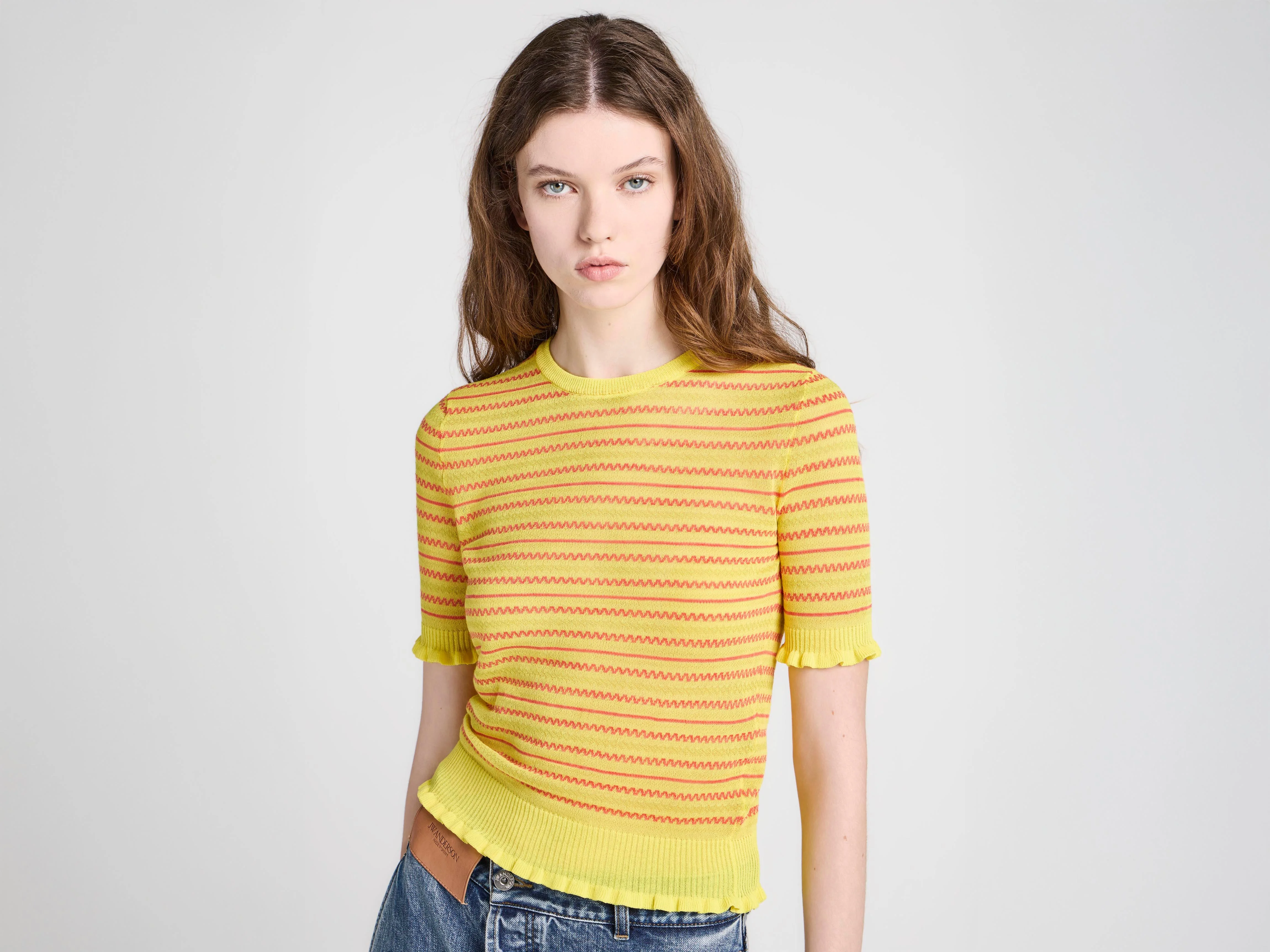 WOMENS SHEER FAIRISLE TOP IN SOFT LEMON - 1