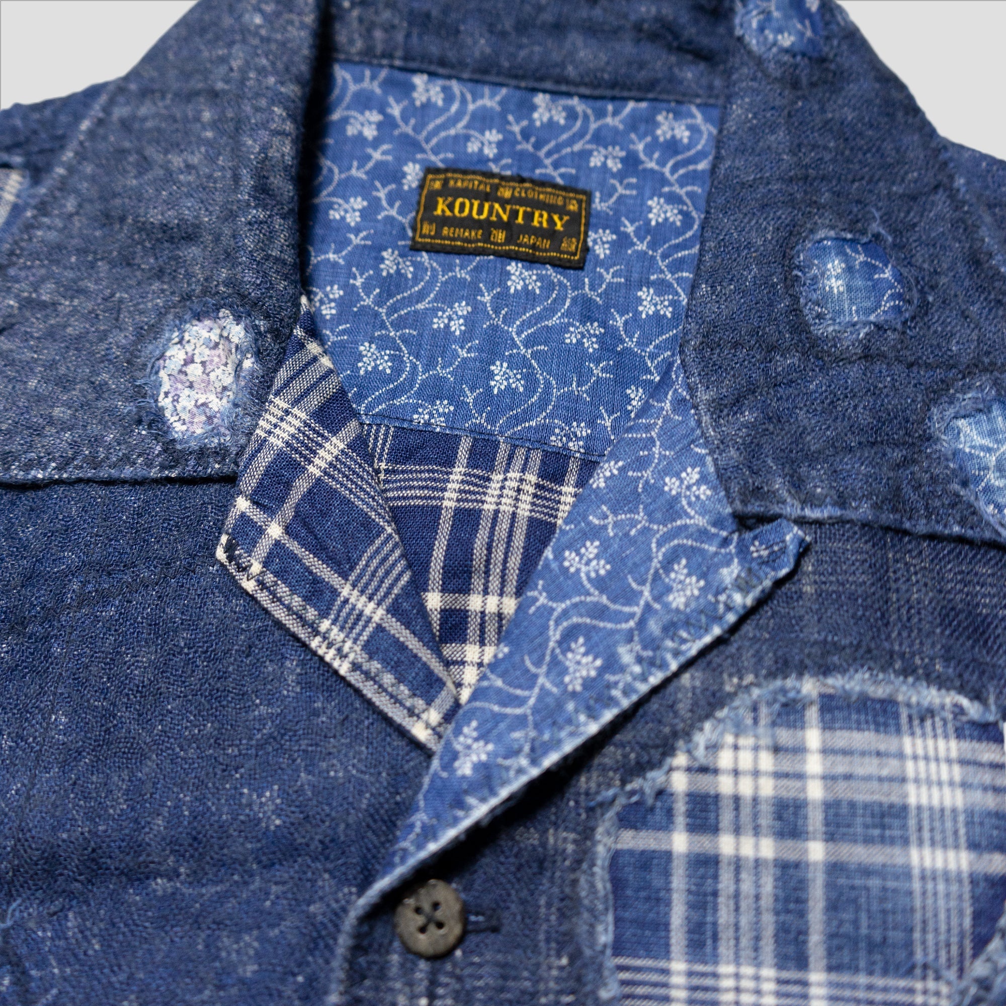 INDIGO PATCHWORK RAW BORO HAWAIIAN SHIRTS - 2