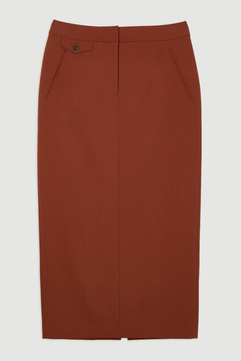 Tailored Twill Essential Pencil Maxi Skirt 4