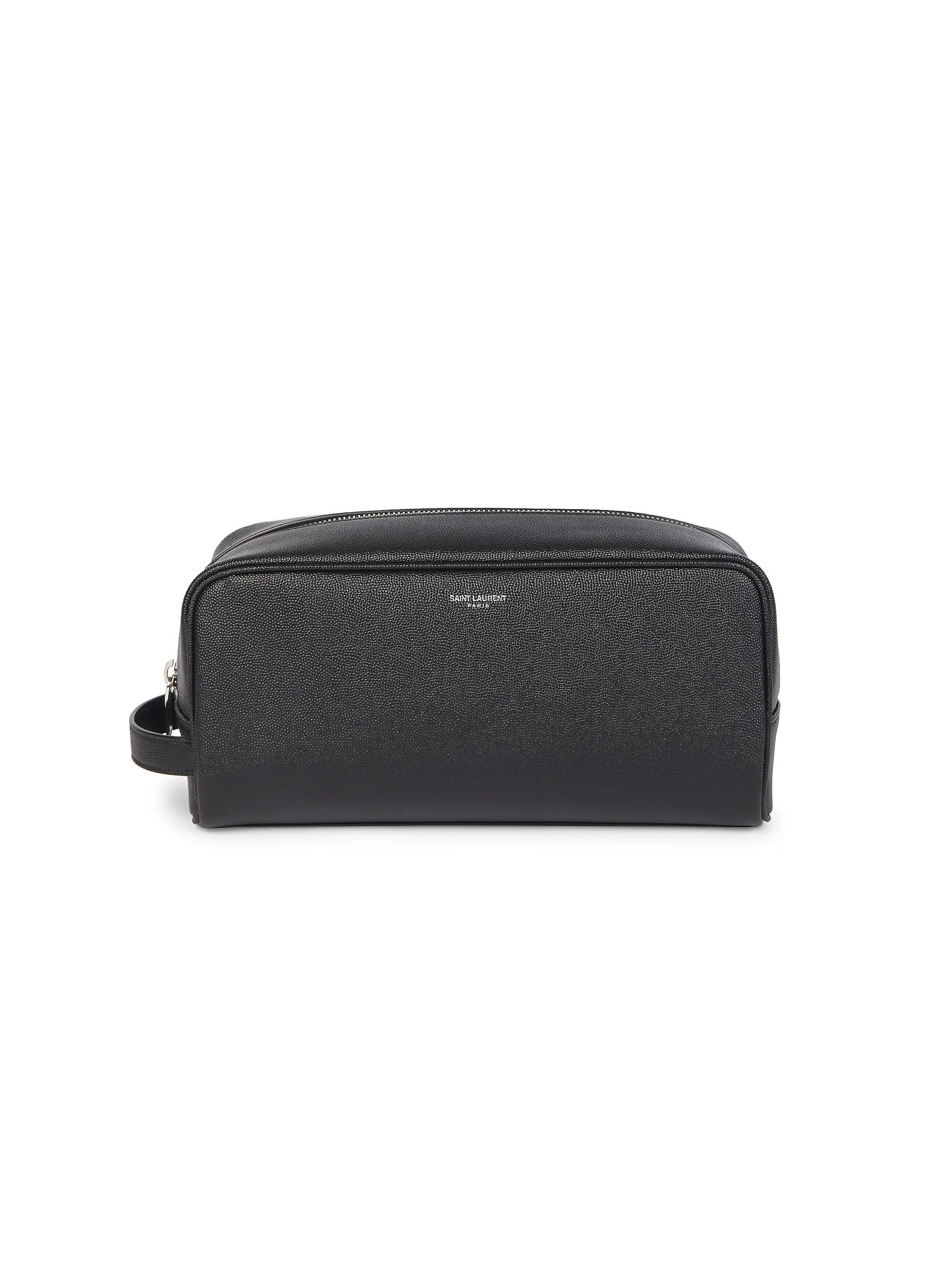 Unisex Leather Toiletry Case - Black - 1