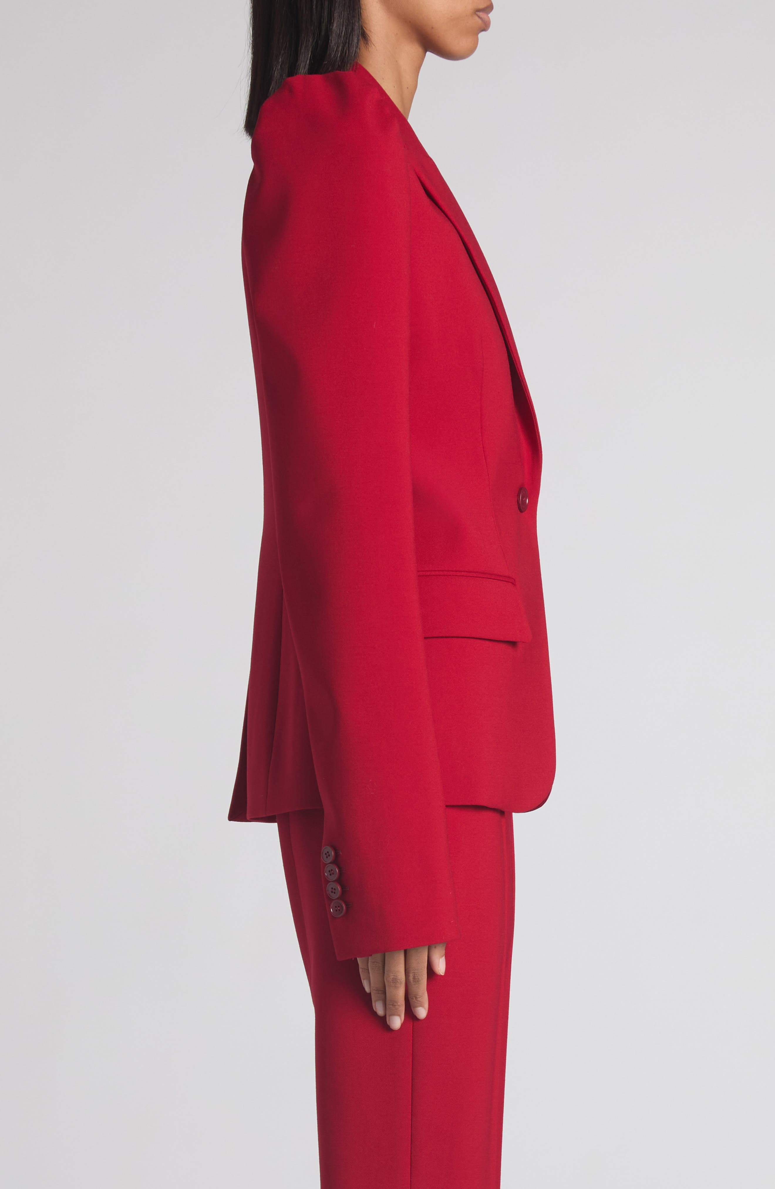 McQueen One-Button Wool Grain de Poudre Jacket in Crimson at Nordstrom - 4