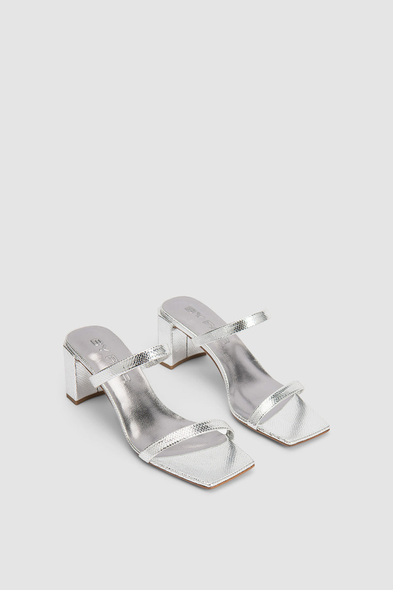 BY FAR Tanya Silver Disco Leather Slip-On Mule outlook