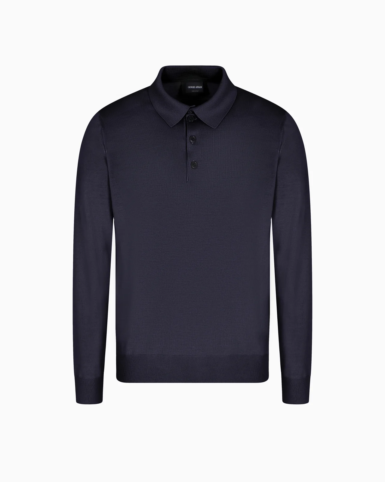 LONG-SLEEVED POLO SHIRT IN VIRGIN WOOL - 1